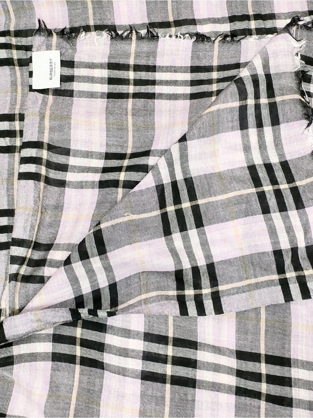 Burberry Gradient Check Wool Silk Scarf Gray & Lavender